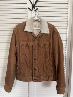H&M Brown Corduroy Jacket with Cream Sherpa Collar